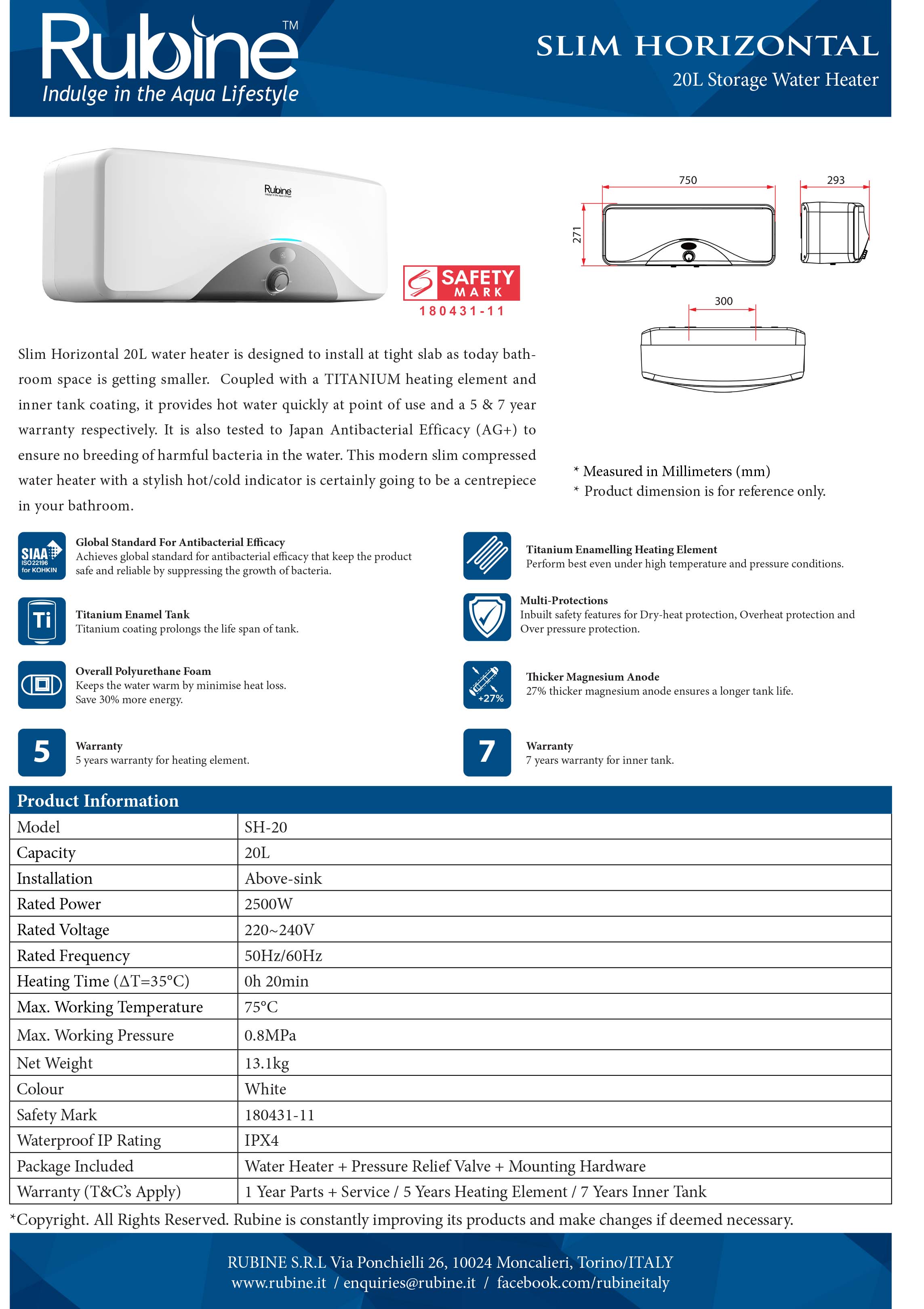 SH-20 - Product Spec Sheet